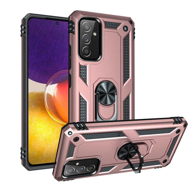 Shockproof phone case with rotating ring holder, rugged pink and black