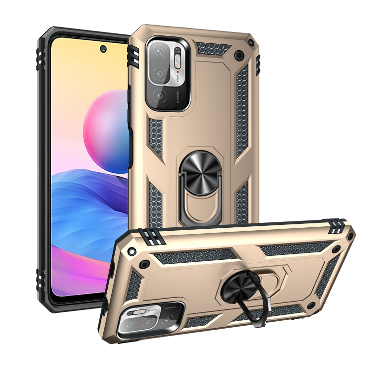 Shockproof phone case with rotating ring holder, rugged tan and black