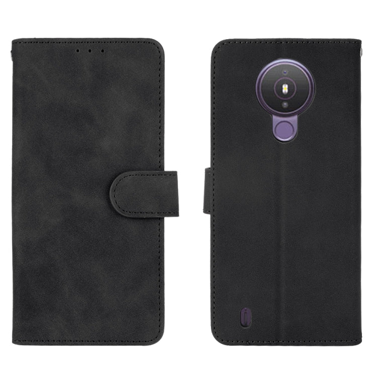Black PU leather flip case, magnetic closure, card slots, and circular camera cutout