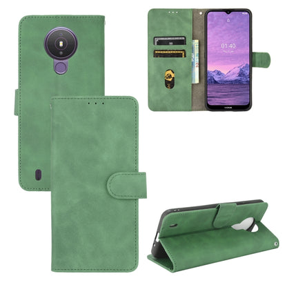 Green PU leather flip phone case with magnetic closure, card slots, and camera cutout