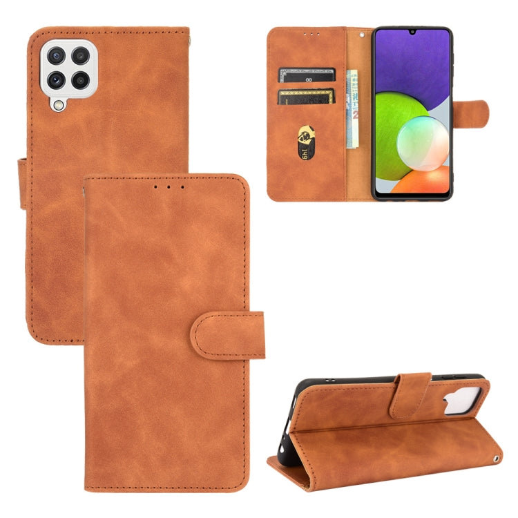 Brown horizontal flip wallet phone case with magnetic buckle and card slots