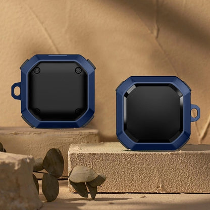 Anti-fall earbud protective case with hook, navy blue rugged shell