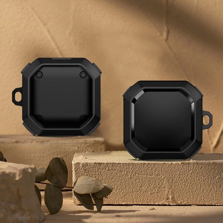 Anti-fall earbud protective case with hook, black rugged shell