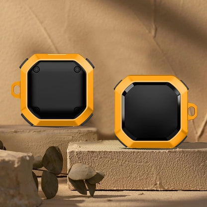 Anti-fall earbud protective case with hook, yellow rugged shell