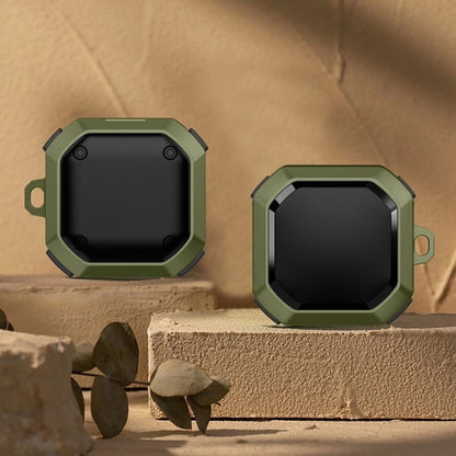 Anti-fall earbud protective case with hook, army green rugged shell