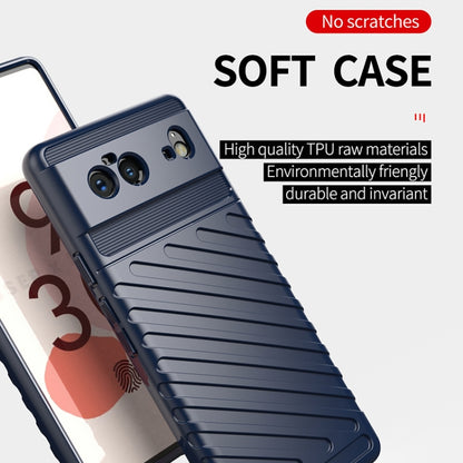 Blue TPU soft case with textured lines and camera cutouts on a phone.