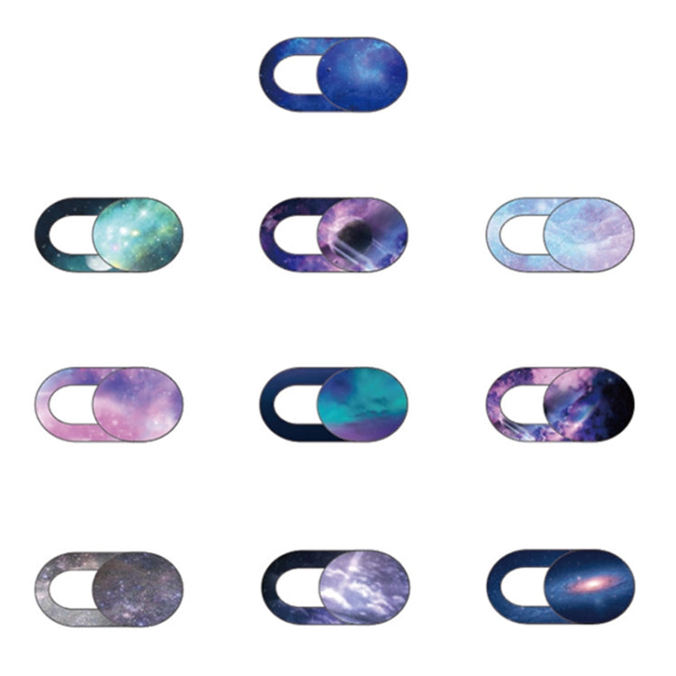 Set of 8 oval webcam covers with galaxy, marble, and nebula-style patterns, assorted colors