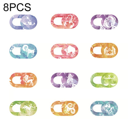 Set of 8 oval webcam covers with cartoon animal portraits, assorted colors