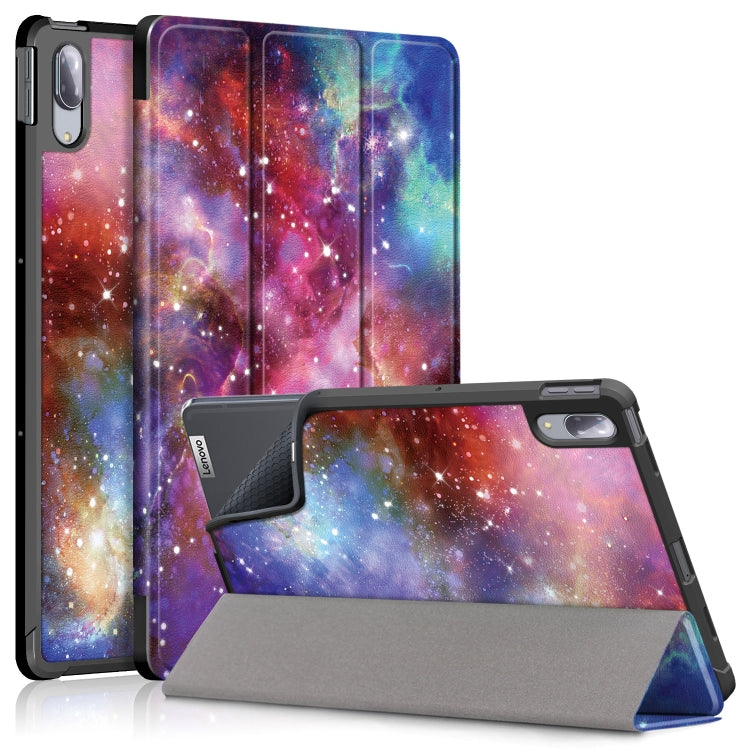 Printed flip leather case with colorful galaxy space pattern and gray stand