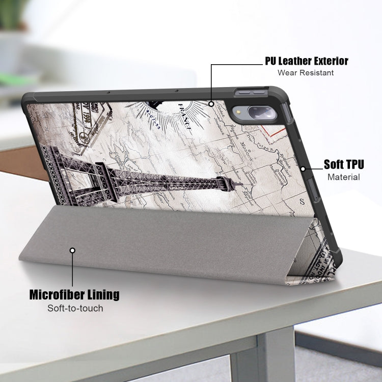 Eiffel Tower map printed flip case with microfiber lining and soft gray folio