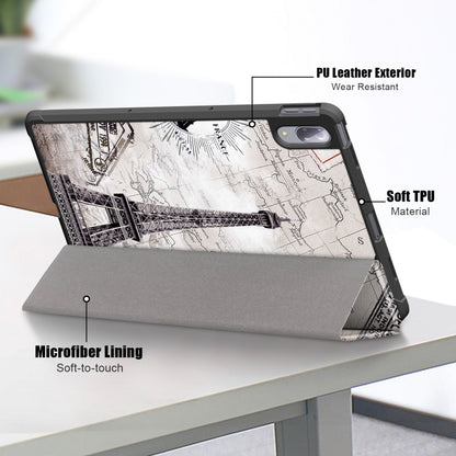 Eiffel Tower map printed flip case with microfiber lining and soft gray folio