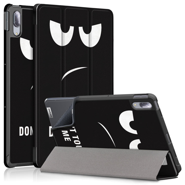 Black flip leather case with playful eye pattern and gray tri-fold stand