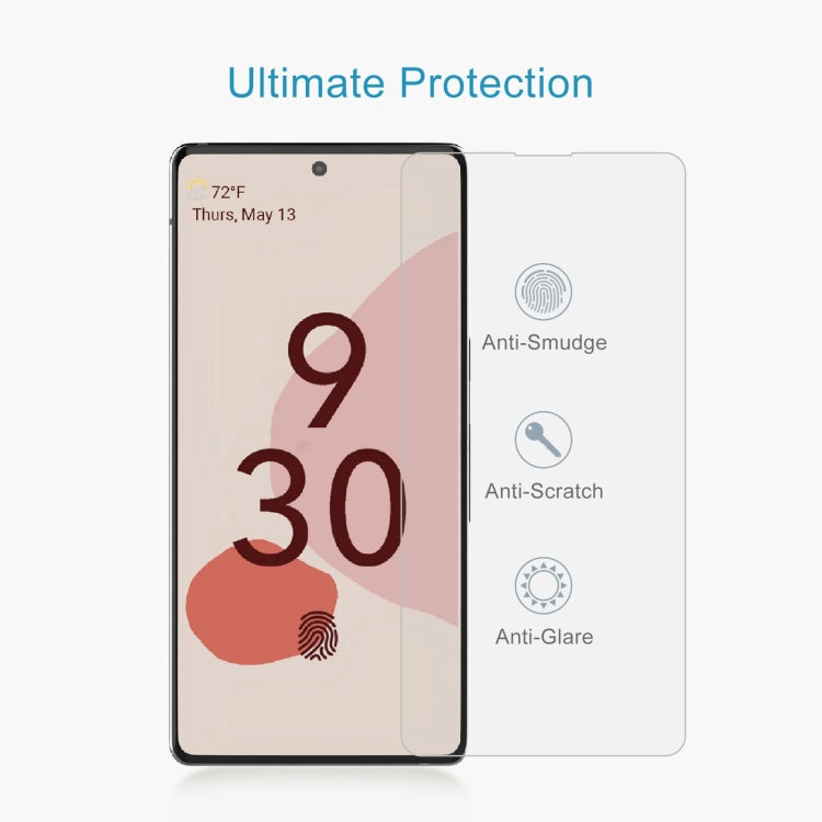Clear tempered glass screen protector with anti-smudge, anti-scratch, anti-glare icons