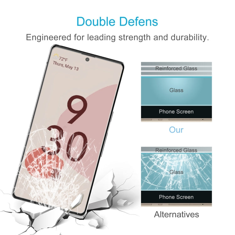 Tempered glass screen protector showing reinforced glass layer over phone screen