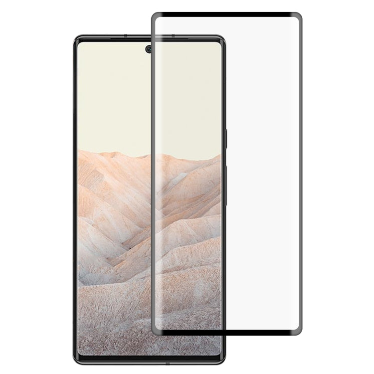 Full-cover tempered glass screen protector with black frame and adhesive
