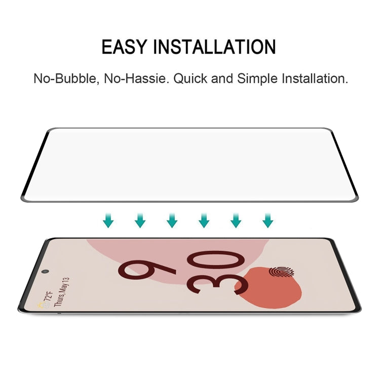 Tempered glass screen protector film designed for easy no-bubble installation