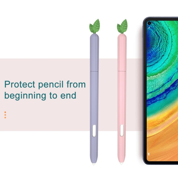 Silicone fruit-shaped stylus protective cases, lavender and pink with leaf toppers