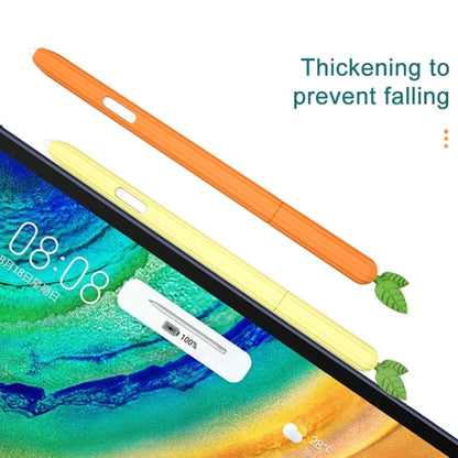 Fruit-shaped silicone stylus protective cases, orange and pale yellow with leaf ends