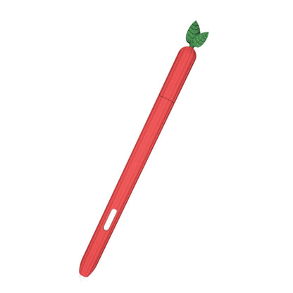 Carrot-shaped silicone stylus protective case, red with green leaf tip