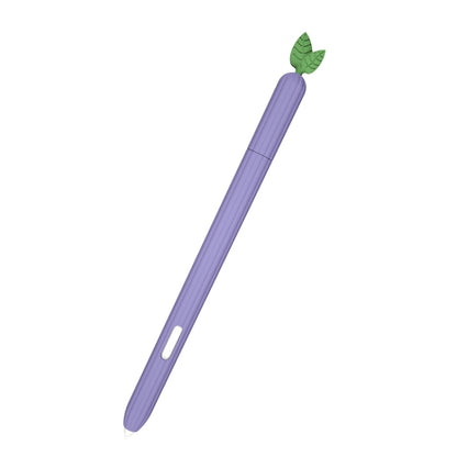 Silicone stylus protective case shaped like a fruit, lavender with green leaf