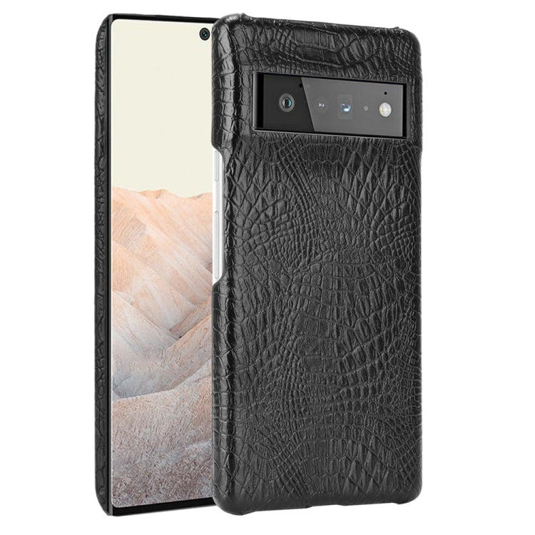 Black crocodile-texture phone case for Pixel 6 Pro with camera cutout