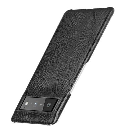 Black crocodile-texture phone case with camera window and slim profile