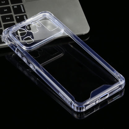 Transparent shockproof phone case with blue bumper, raised corners, camera cutouts