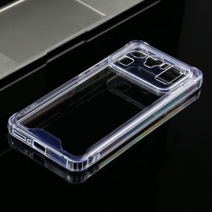 Clear TPU phone case with blue trim, side button cutouts, protective corner edges