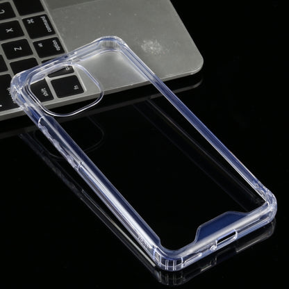 Clear phone case with blue edge, four-corner shock protection, side button access