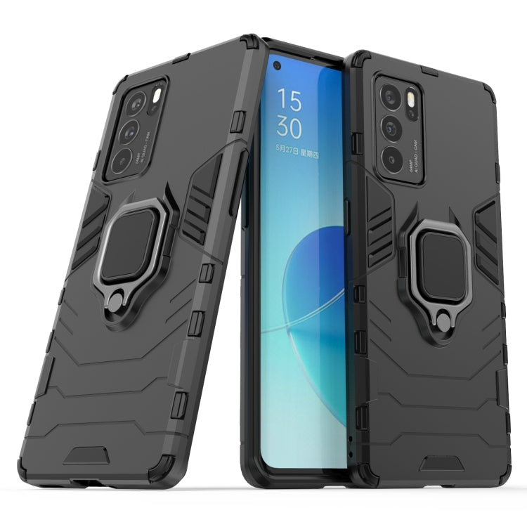 Shockproof phone case with magnetic ring holder, dark gray rugged protection