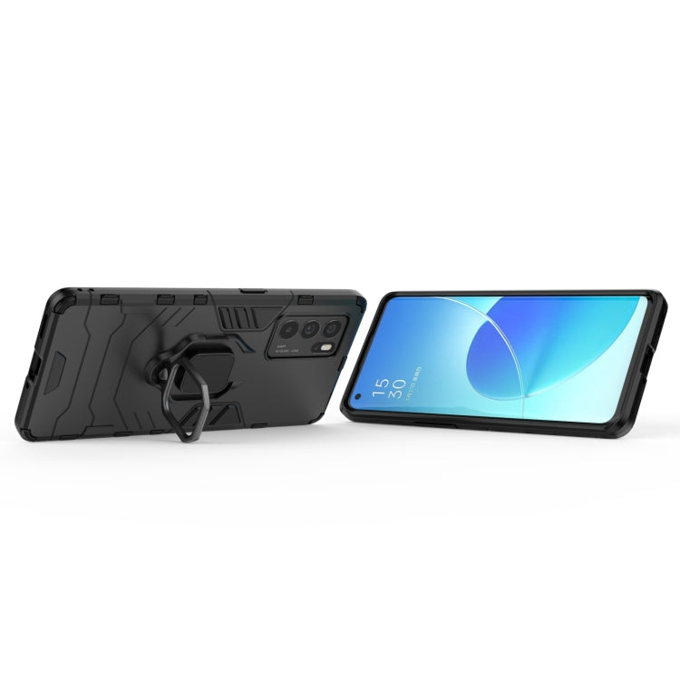 Shockproof phone case with magnetic ring holder, black rugged case with raised corners
