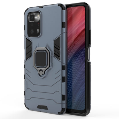 Shockproof phone case with magnetic ring holder, light blue rugged TPU + PC cover