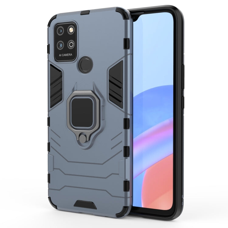 Shockproof protective phone case with magnetic ring holder, dark gray/black TPU shell