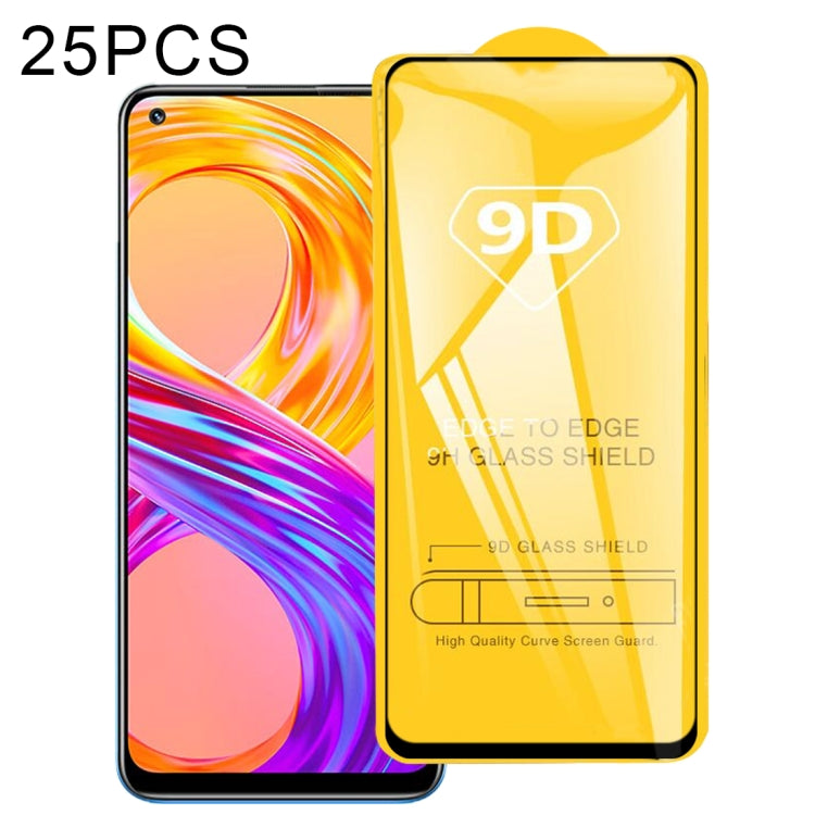 9D full-glue full-screen tempered glass screen protector film, 25-pack, yellow 9D shield