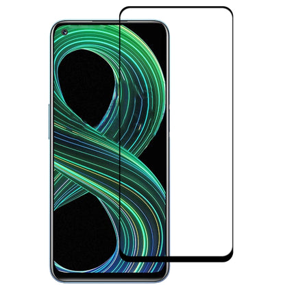 Tempered glass screen protector covering a smartphone front, with thin curved edges