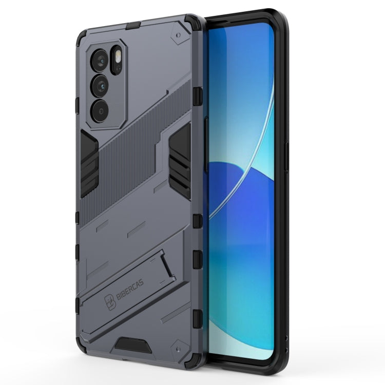 Gray rugged phone case with TPU shockproof armor, raised corners, and side grips
