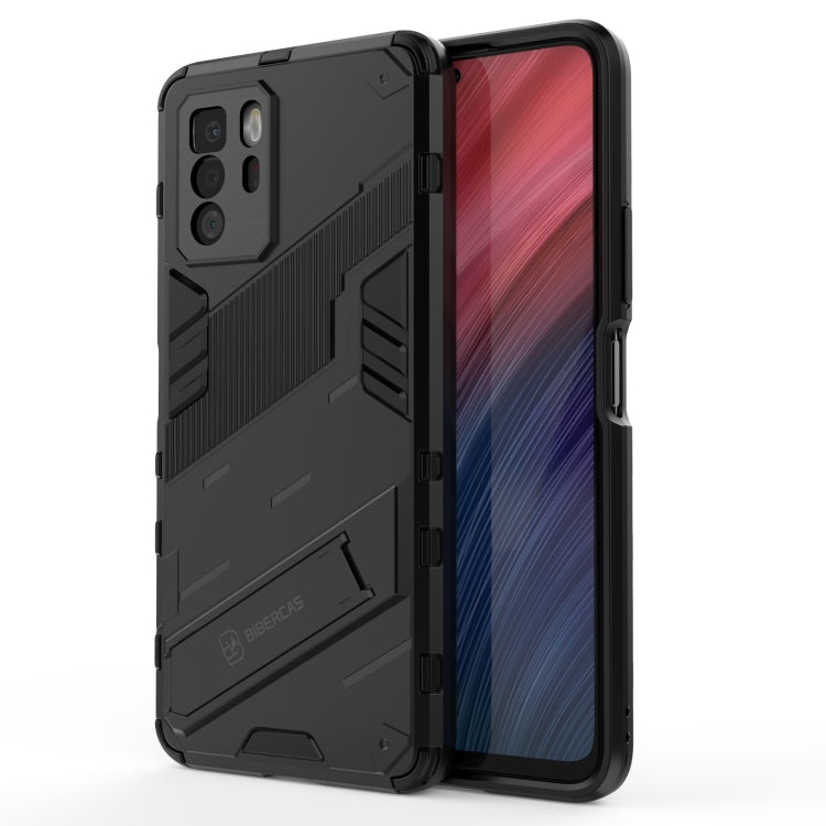 Rugged black phone case with armored back and open front for screen access