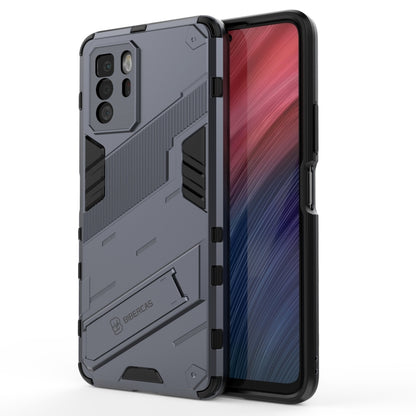 Gray protective rugged phone case with shockproof TPU shell and grip detail