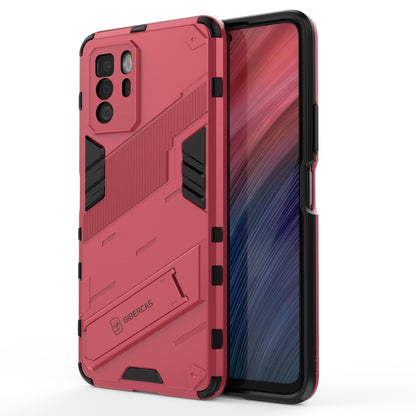 Rugged 2-in-1 PC and TPU shockproof phone case, red/pink with phone screen in view