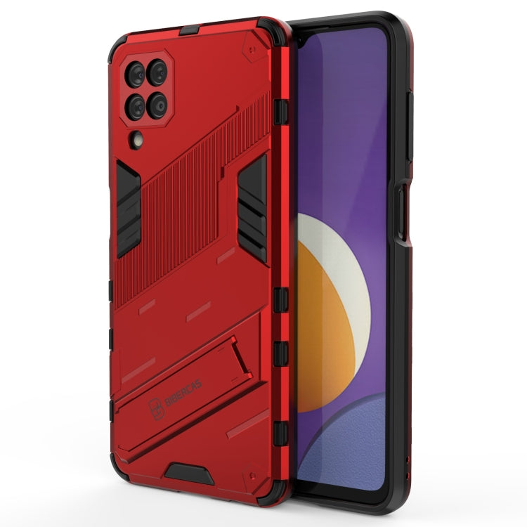 Red rugged TPU shockproof phone case with armor texture and protective front lip