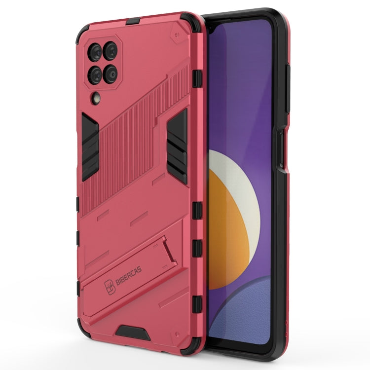 Rugged 2-in-1 PC and TPU shockproof phone case, red/pink with purple screen showing