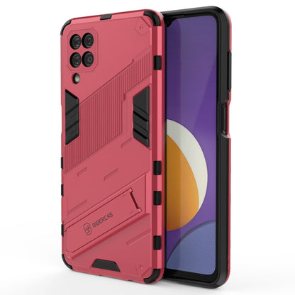 Rugged 2-in-1 PC and TPU shockproof phone case, red/pink with purple screen showing