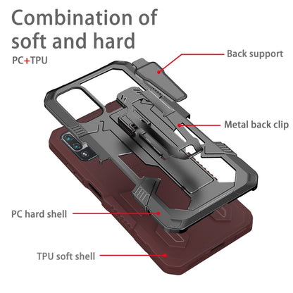 Rugged PC+TPU protective case with kickstand-style support and metal back clip