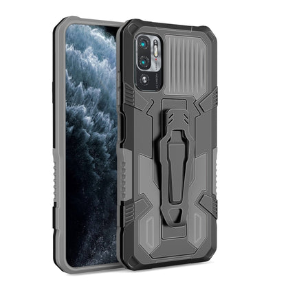 Rugged shockproof phone case with raised camera guard in dark gray and gray