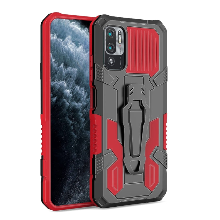Red rugged shockproof case with camera cover and built-in stand