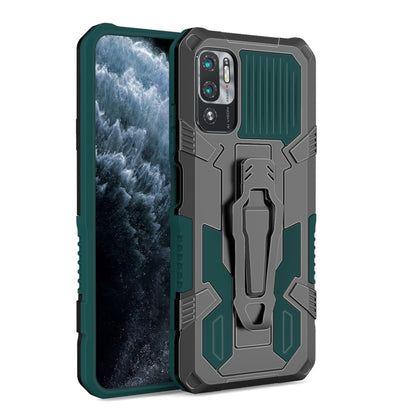 Green rugged shockproof case with camera cover and built-in stand