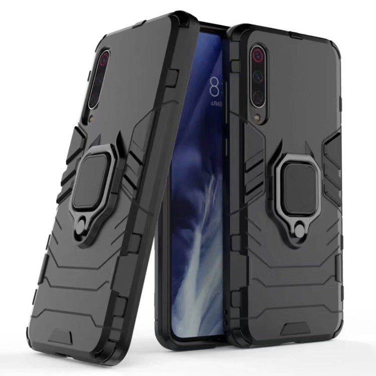 Shockproof phone case with magnetic ring holder, dark gray with black bumper