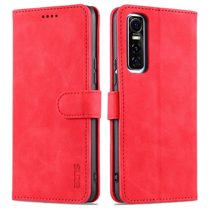 Red flip leather phone case with card holder and magnetic strap closure