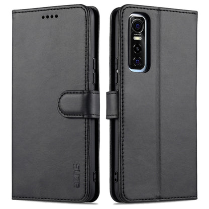 Black flip leather phone case with card holder and magnetic strap closure