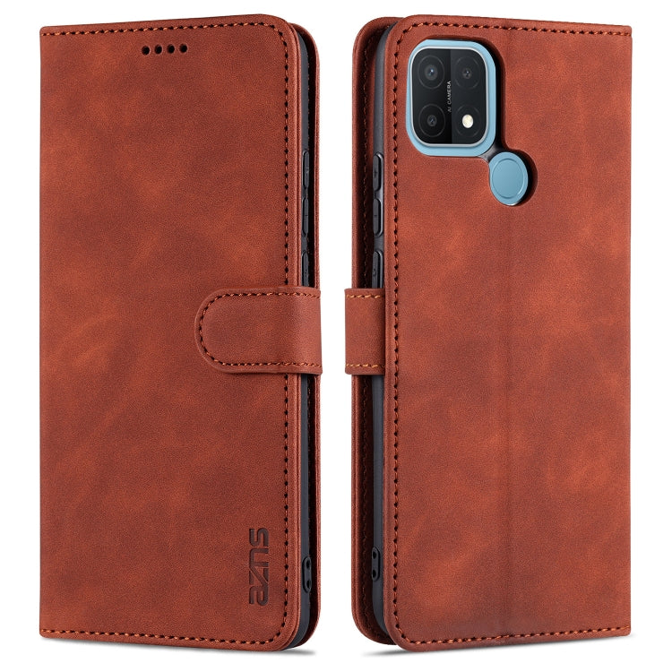 Brown flip leather phone case with card holder and magnetic strap closure